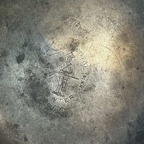 Vintage / Antique Pewter Pitcher Continental 809 Hammered Decorative Handle - Picture 6 of 8